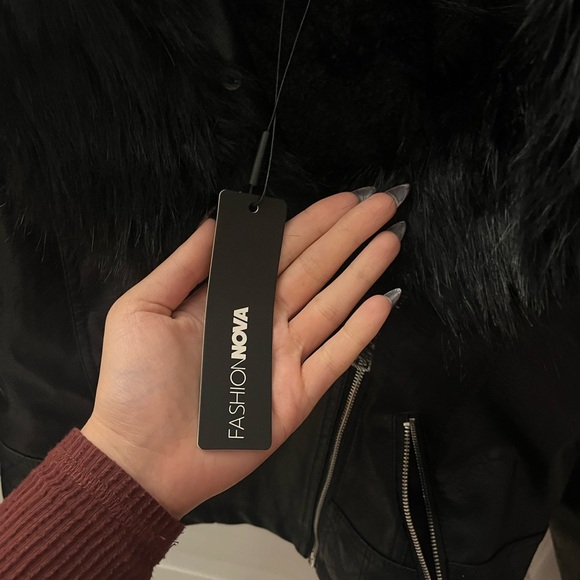 Leather Faux Fur Fashion Nova Jacket - Picture 3 of 4